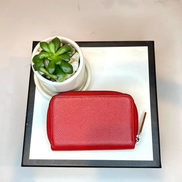 Authentic Chanel Small Zip Wallet/Coin Purse in Red Caviar Silver Hardware - Picture 2 of 7